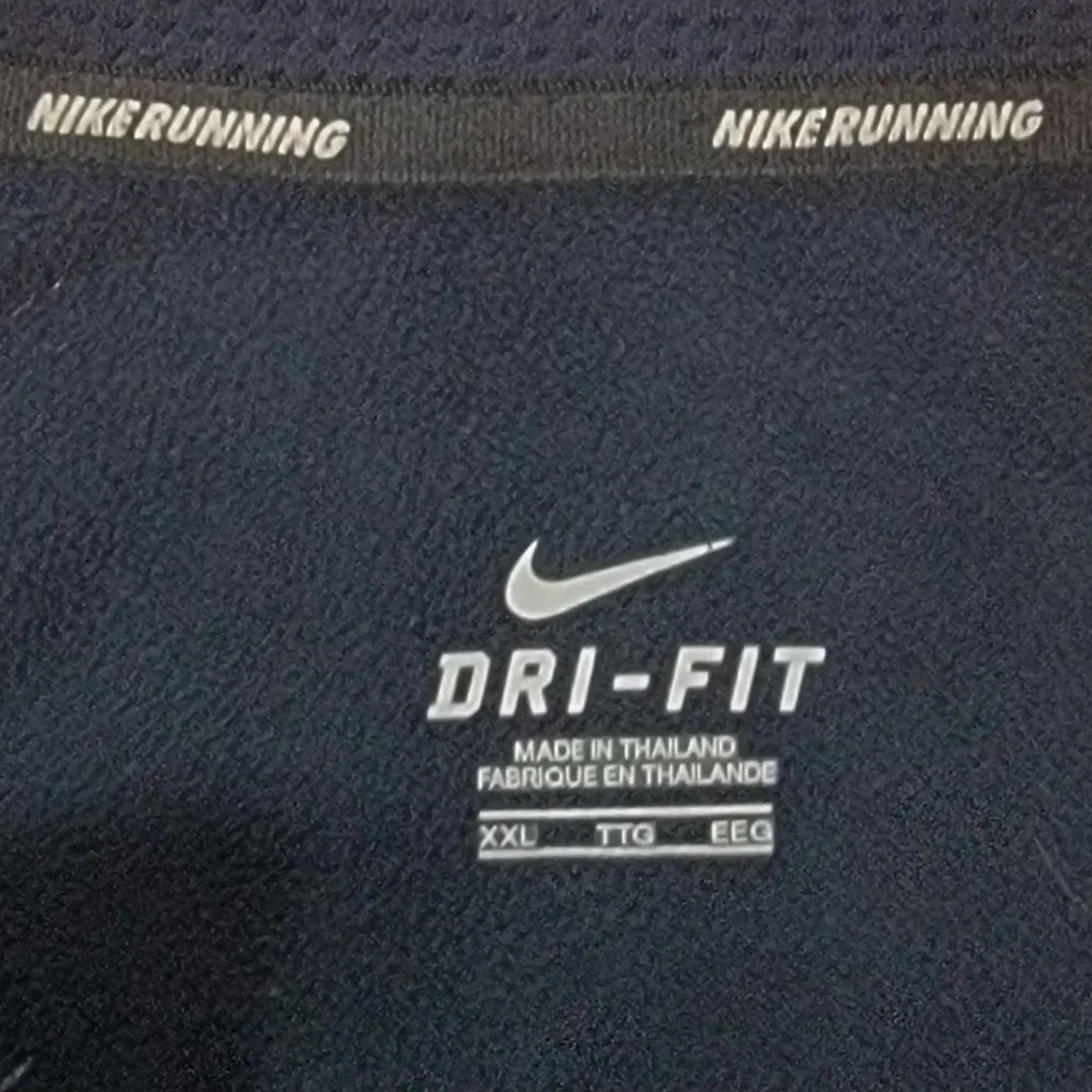 Nike Running Jacket Mens XXL Cold Weather Thermal Full Zip Thumb Holes Navy Blue